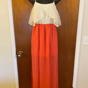 Freebird Coral and Cream Sheer Long Straped Dress thumbnail 8
