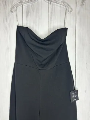 Lulus Black Strapless Wide-Leg Jumpsuit Party/Cocktail Size XL NWT NEW thumbnail 2