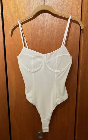 Princess Polly White Mesh Bodysuit thumbnail 1
