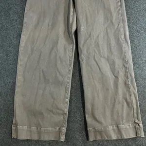 Spanx Stretch Twill Wide Leg Crop Pants Taupe Brown High Rise Button Detail M thumbnail 8