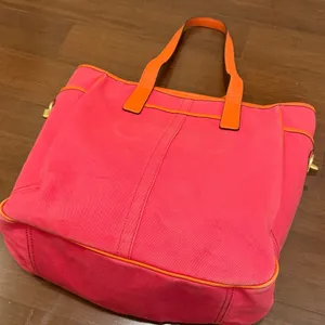 Coach Cashin-Carry Bright Orange Leather Tag Tote Bag thumbnail 5