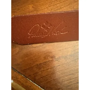 Patricia Nash Women's Vietri Brown Leather Belt Size Medium Logo Pattern thumbnail 7