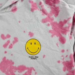 H&M Smiley Collaboration Positive Pullover Hoodie Women's Size Large Tye Dye thumbnail 9