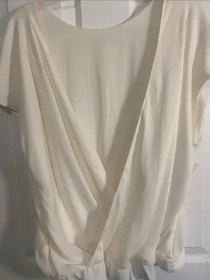 Women's Cream Short-Sleeve Blouse - Casual Easycare Top thumbnail 5