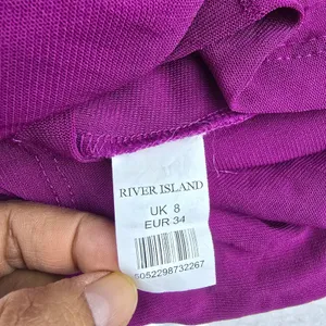River Island Magenta Ruched Asymmetrical Neck‎ Sleeveless Sheath Dress Size 8 thumbnail 4