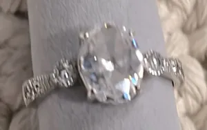 CZ Silver Engagement Ring Size 10 thumbnail 1