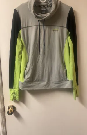 Victoria's Secret PINK Ultimate Funnel Neck Gray Neon Pullover thumbnail 2