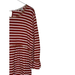 Jodifl Women's‎ Dress Flowy Ruffle Midi Striped Long Bell Sleeve Stretch Medium thumbnail 2