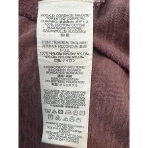 Free People Embroidered Long Sleeve Babydoll Top Plum Mauve Cotton Size Medium thumbnail 8