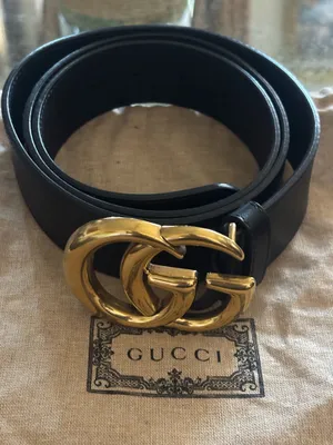 Gucci GG Marmont Belt Black Leather Gold Buckle, Authentic Used Once But Like New Made in Italy, Retail Price $590 Plus Taxes, Come With Box and Dust Bag Size 100/40 thumbnail 1