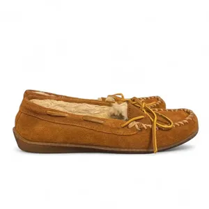 Minnetonka Women’s Moccasins Size 9 Brown Suede Shearling Lined Softsole thumbnail 3