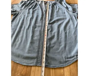 Knox Rose Chambray Boho Top Balloon Sleeves M thumbnail 6