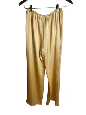 Anthropologie Mare Mare Plisse Satin Wide-Leg Pants yellow M thumbnail 3