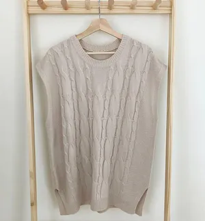 Boutique oversized Cream Knit Vest thumbnail 3