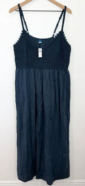 NWT Old Navy Fit & Flare Crochet Bodice Maxi Dress Tidewater Dark Teal size XL thumbnail 1
