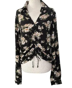 Oak + Fort Black Floral Shirt Women Top Size Medium | 62-60 thumbnail 1