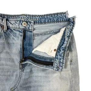 American Eagle 90s Maxi Skirt 4 Light Wash Distressed Denim Slit Grunge READ!‎ thumbnail 5