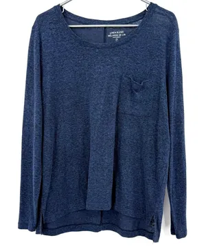 Gap Size Large Linen Blend‎ Long Sleeve Tee Shirt Top Blouse Blue Lightweight thumbnail 1