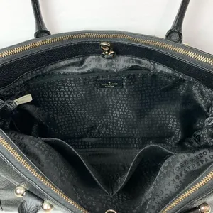 Kate Spade Womens Reis Shoulder Bag Black Pebbled Leather Triple Compartment thumbnail 14