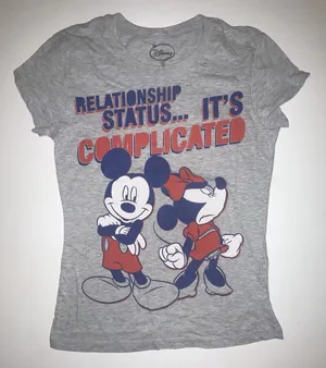 Disney Mickey & Minnie Mouse "Relationship Status Complicated " Tee‎ Shirt Small thumbnail 1