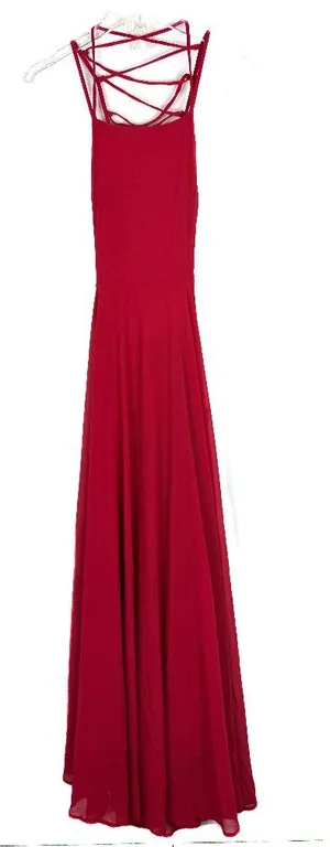 NWT Lulus Strappy To Be Here Red Lace-Up Maxi Dress Size Medium M NEW thumbnail 1