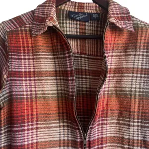 Giselle Apparel Women Zip‎ Front Plaid Shacket Small Orange Cabincore Western thumbnail 3