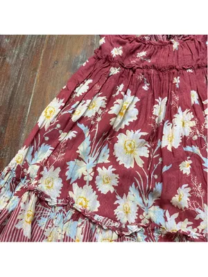Free People Bali Wild Daisy Mini Dress Ruffle Straps Slip Renaissance Red Small thumbnail 3