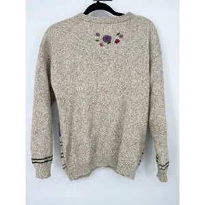 Vtg Northern Treasures Wool‎ Blend Granny Sweater Cardigan M Cottagecore Floral thumbnail 5