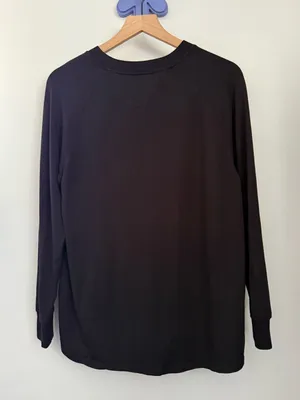Lake Women’s Large Modal Lounge Long Sleeve Top Black Relaxed Comfy Minimal thumbnail 4
