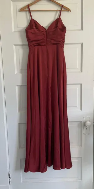 Azazie Jenna Rust Satin Formal Dress thumbnail 7