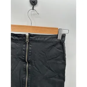 Abercrombie & Fitch‎ Womens XS Black Faux Leather Mini Skirt Front Zip Y2K Moto thumbnail 3