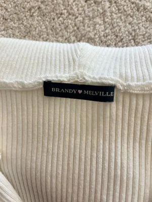 Brandy Melville White Full Zip Hoodie Ribbed thumbnail 5