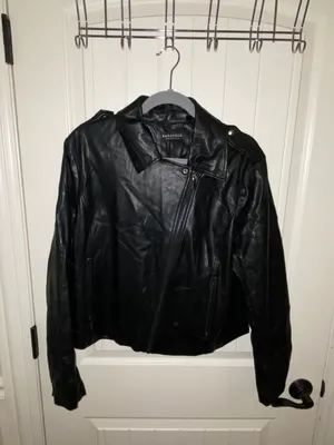 Black leather zip up jacket size L/ xl Size L thumbnail 4