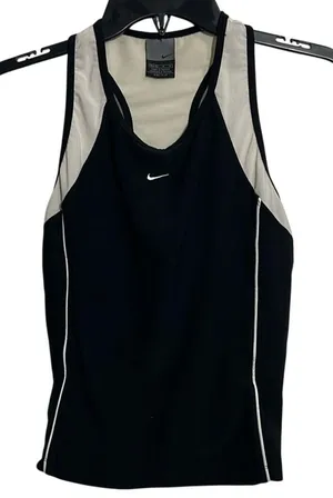 Nike Dri Fit Women's Running Shirt - Medium (8/10) Black/White with Sports Bra thumbnail 1
