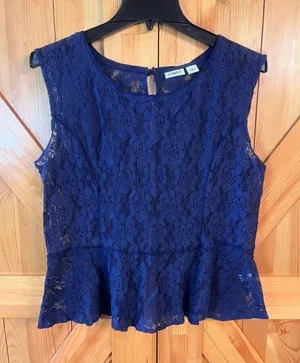 Cato Navy Blue Lace Sleeveless Top Button Up Back Size XL (3829) thumbnail 1