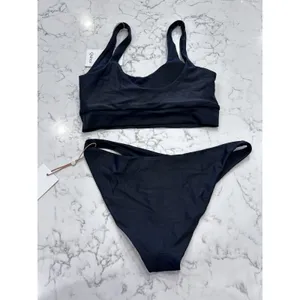 NWT Quince Black Italian Tank Bikini Top 8 Low Rise Bottom Set Size XS thumbnail 2