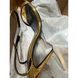 NEW Gold Strappy Lace Up Heels Stiletto Open Toe Strap Dress Shoe 10 thumbnail 4
