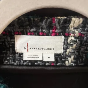 Anthropologie Plaid Bouclé Collarless Jacket in Teal, Black, White, Pink thumbnail 6