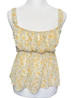 Altar'd State Butter‎ Yellow Floral Camisole Top Women's Medium Cottagecore Boho thumbnail 1