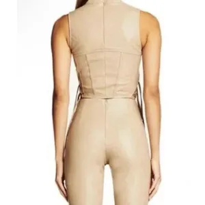 I.AM.GIA Faux Leather Tie-Up Flare Pants in the tan Size Large thumbnail 2