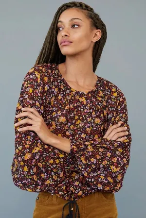 Anthropologie Womens Size-S Bohemian Floral Pauline Balloon Sleeve‎ Blouse thumbnail 1