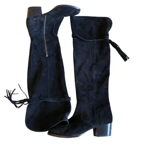 FRYE Clara Tassel Over Knee Women's Black Suede Boot‎ Size 8.5 thumbnail 1