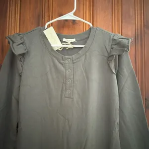 Z Supply Charcoal Ruffle Sleeve Maxi Dress New With Tags Size Medium thumbnail 4