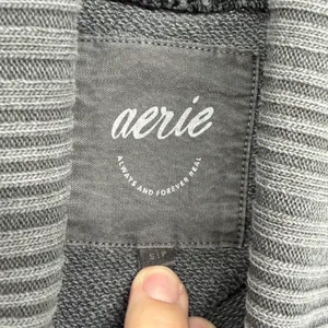Aerie Oversized Boxy Gray Cropped Mock Neck Sweatshirt Pullover‎ Raw Hem S Small thumbnail 4