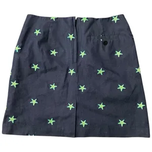 Lilly Pulitzer Vintage White Label 4 Navy Blue Green Starfish Embroidered Skirt thumbnail 2