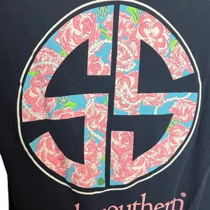 5/$25 Simply Southern Women's S‎ Graphic Tee Navy Pink Floral Logo Preppy thumbnail 3