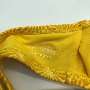 Aerie Real Good Bikini Swim Top Patterned Scoop Removable Cups Yellow White S thumbnail 3