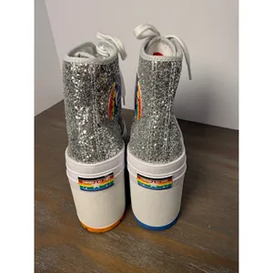Converse Chuck 70 De‎ Luxe Heel Pride Silver Glitter Platform Boots W 7.5 M 5.5 thumbnail 7
