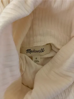 Madewell S Ivory Ribbed Turtleneck Crop Top Long Sleeve Fitted Stretch thumbnail 4