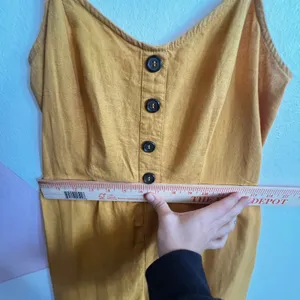 Mustard Yellow Linen Jumpsuit Vintage Inspired Boho‎ Minimalist Wide Leg Small thumbnail 9